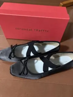 未使用Oriental Traffic 黒サテンフラットシューズ　サイズ41
