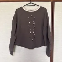 POU DOU DOU VINGT-TROIS 刺繍カットソー ブラウンのサムネイル
