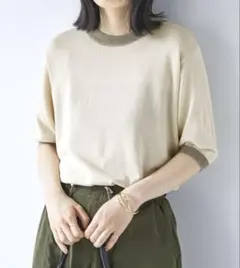 【古着】配色リンガー半袖ニットプルオーバーのサムネイル