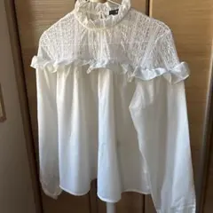 w closet レース切り替えフリルブラウス ホワイトのサムネイル