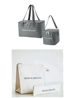 DEAN & DELUCA ホワイトポーチ大小グレー保冷バック2点計4点セット