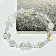 パールとガラスビーズのマーメイドブレスレット