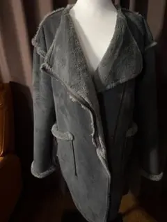 グレー ムートンコート(バックスキン風)