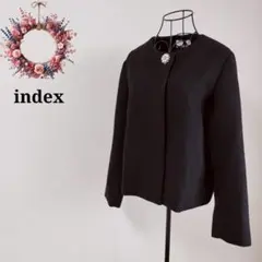 美品✨インデックス◇ビジューボタン ショートコート ノーカラー ジャケット L