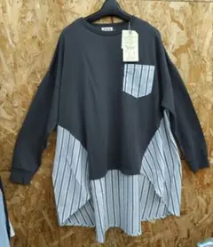 新品dgyウラゲ切り替えチュニックワイドプルオーバーＭ