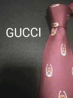 美品！最高級ブランド【GUCCI】ネクタイ エンジ 人気GG柄 高級シルク素材