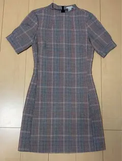 H&M チェック柄 タイトミニワンピース 半袖 EUR 34 (5-7号)