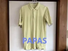 パパス　PAPAS 半袖ポロシャツ　淡い黄色　サイズ表記Mのサムネイル