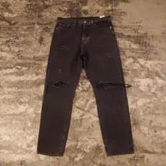 Levi’s 501 ブラックデニム ダメージ リペア加工 W29　4638