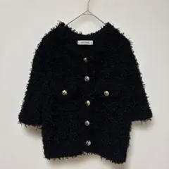 COCO DEAL シャギーニット カーディガン ブラックのサムネイル