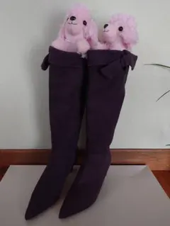 パープル スエード風 ロングブーツ