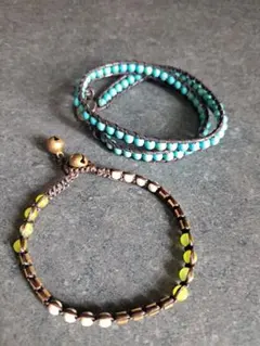 ターコイズとブラウンのラップブレスレット