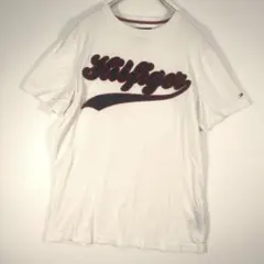 トミーヒルフィガー メンズ 半袖 Tシャツ ホワイト ロゴ刺繍 XS A-106