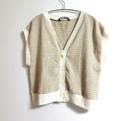 ZARA/ザラ チェック 柄 ニット ベスト 半袖