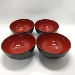 汁椀 4客セット 塗り椀 漆器風 昭和レトロのサムネイル