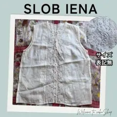 スローブイエナ　ノースリーブ ブラウス レース ピンタック フリル コットン