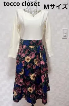 tocco closet フリーサイズ切り替え花柄、上品ワンピース　Mサイズ