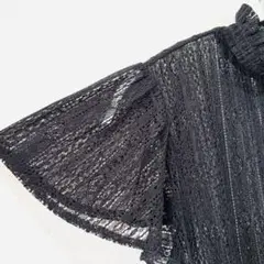 ★秋映え★MISCH MASCH 黒レースフリル袖トップス　M 半袖