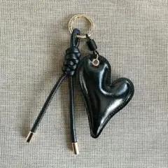 じゃらじゃらキーホルダー チャーム パラコード ハート ブラック ゴールド