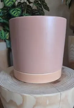 ピンクベージュ系 陶器鉢 鉢カバー