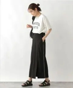 グローバルワーク　ウツクシルエットIラインスカート　ブラックライン