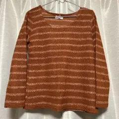 hyphen world gallery オレンジ ストライプ 長袖ニット