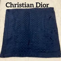 ディオール シルクスカーフ CDモノグラム 総柄 ネイビー 大判 ヴィンテージ