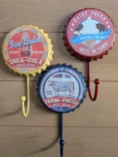 【本日値下げ】レトロ アメリカン雑貨 ヴィンテージ風フック 3点セット