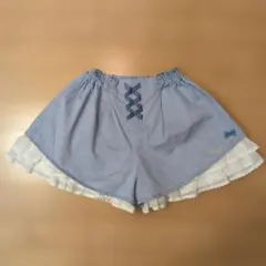 メゾピアノ 2段シフォンフリル レース付き ショートパンツ 130cm