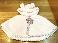 モコモコ　ポンチョ　ケープ　ピンク　うさぎ　うさ耳　アウター　ベビー服　赤ちゃん