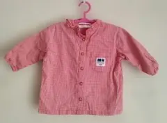 mikiHOUSE 赤 チェック柄 シャツレトロ 70cm