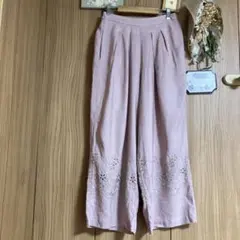 美品 Samansa Mos2 サマンサモスモス 裾刺繍パンツ F