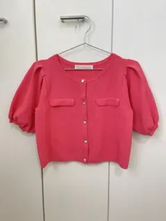 31 Sons de mode半袖 ニット カーディガン ピンク パフスリーブのサムネイル