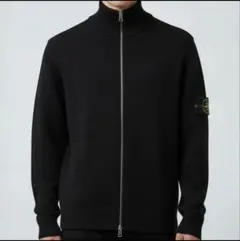 STONE ISLAND リブ編みジップアップニット フェードグレー Sサイズ