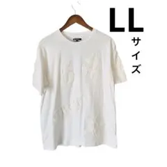 【メンズ】ホワイト Tシャツ LLサイズ　立体ロゴ