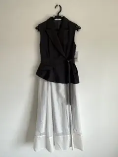 極美品♡ダイアグラム 配色 デニムワンピース バイカラー ロング 