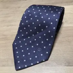 ダンヒル　dunhill ネイビー ドット柄 シルク ネクタイ