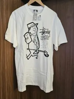 Old STUSSY 2005 Tシャツ　イラストプリント　白　XL 新品タグ付