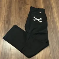 Dickies ブラック ワークパンツ クロスボーン