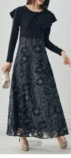 RANAN オパールフラワードッキングワンピース