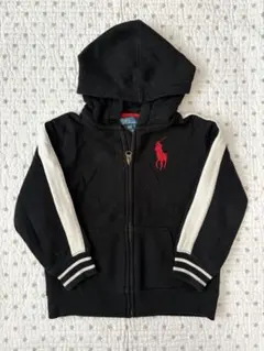 ラルフローレンポロ馬刺繍入りブラックパーカー3T
