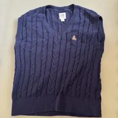 GAPネイビー ケーブル編み Vネック ベスト