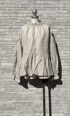 最終価格　サマンサモスモス　立川限定　リネンスタンドフリルブラウス　キナリ