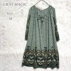 ⚡赤札セール⚡GRAY MAGIC 総柄 チュニックワンピース 七分袖 Mのサムネイル