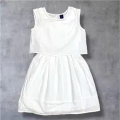 【美品】GapKids ノースリーブ ワンピース セパレート風 ホワイト 140