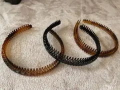 【美品】カチューシャ　コーム付き　ブラウン　ブラック　３点セット