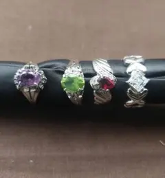 未使用　天然石リング　4個セット