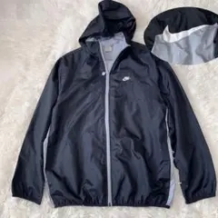 NIKE ナイキ ウィンドブレーカー 150 160 L フード収納 黒のサムネイル