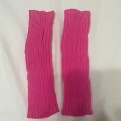 ピンク リブ編み アームウォーマー