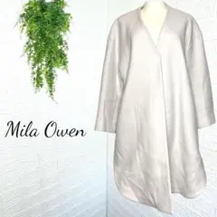 3283【Mila Owen】Vネック ノーカラーコート アイボリー